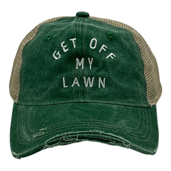 Get Off My Lawn Hat Funny Sarcastic Mower Graphic Novelty Trucker Cap