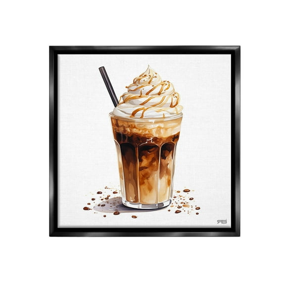 Stupell Industries Coffee Dessert Drink Food & Beverage Painting Black Floater Framed Canvas Art Print Wall Art, 18 x 18