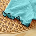 thumbnail image 7 of Fengqque Girl's T-shirt Summer Short Sleeve Tops Bow Lettuce Trim Crew Neck Shirts Loose Fit Casual Basic Tees Blue 7-8 Years, 7 of 7