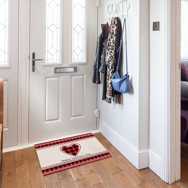 Rewenti Valentines Day Mat Porch Door Mat Loves Romantic Holiday Decoration Mat