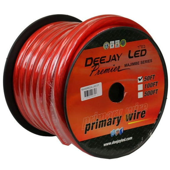 Deejayled TBH050REDALUMCOP 0 Gauge 50ft Red Aluminum Copp