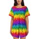 thumbnail image 1 of Fotbe Bright Rainbow Conjunto de Pijama Estampado para Mujer, 2 Piezas, Ropa de Dormir con Camiseta de Manga Corta y Shorts Suaves-Medium, 1 of 6
