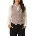 thumbnail image 1 of INSPIRE CHIC Gilet pour Femme à Revers Cranté Col en V Simple Boutonnage Vintage à Carreaux TP Rose, 1 of 6