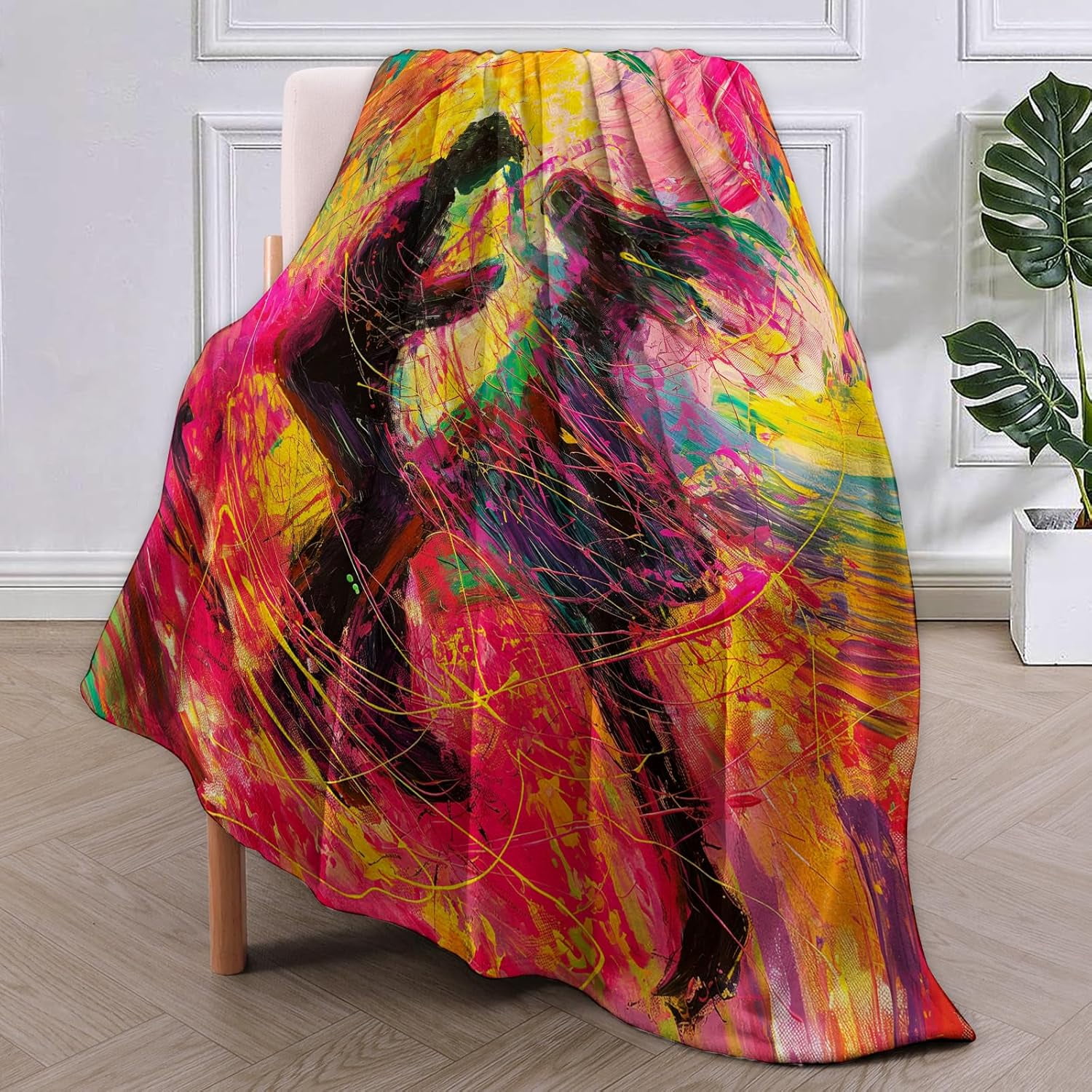 Vanzev Abstract Art Dancers Flannel Blanket,Vibrant Multicolor