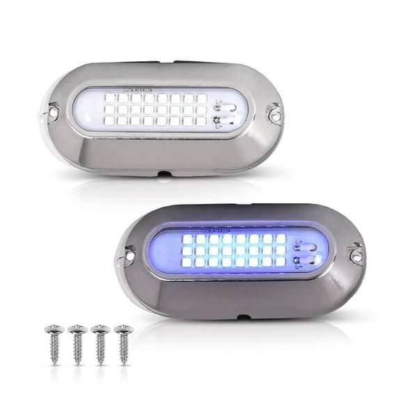 CROSSDESIGN Pair 12V LED Pontoon Boat Docking Light Marine Boat Light Bright Clear & Blue