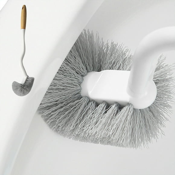 AHMT Bathroom Toilet Bowl Brush and Holder, Curved Design Toilet Brush for Deep Cleaning Under Rim, Best Toilet Brush Set, Easy Handy Compact Toilet BowlCleaner Brush for Bathroom