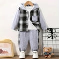 thumbnail image 2 of Girls Two Piece Outfits Size 8 Boys Clothes Shorts Sets Plaid Short Sleeve Hooded Button Shirt and Jogger Shorts for Kids Summer Outfits, 2 of 8