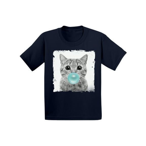 Awkward Styles Nice Cat Shirt Cat Toddler Shirt Toddler T Shirt Kids Outfit New Animal Collection Funny Cat with Gum Cat Clothing Cat Lovers Funny Gifts for Kids Cat Chewing Blue Gum Childrens Outfit