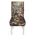 thumbnail image 7 of TSOVTHRID Deer Forest Camo Hunting Print Quilted Dining Room Chair Covers Stretchy Chair Cushion Slipcovers with Detachable Strap Universal Seat Cushion Covers for Kitchen, Set of 1, 7 of 7