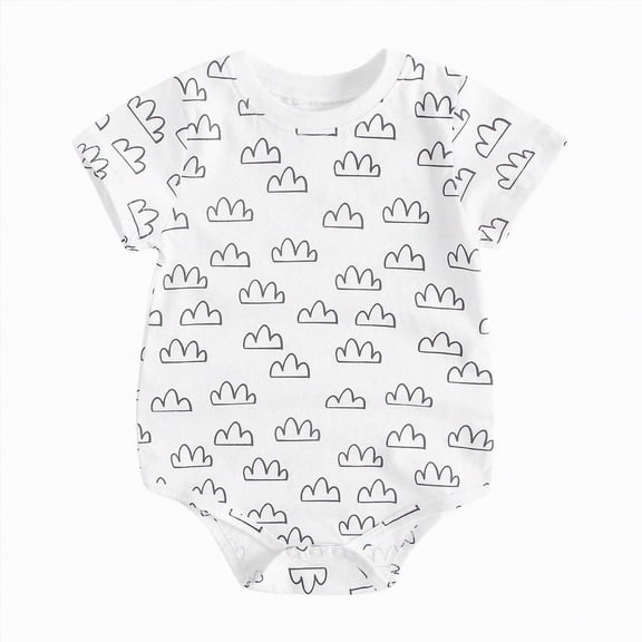 Hessimy Newborn Baby Boy Bubble Romper Summer Clothes Vintage Ruffle Short Sleeve Infant Onesie Bodysuits Outfit,Trendy(White,3-6 Months)