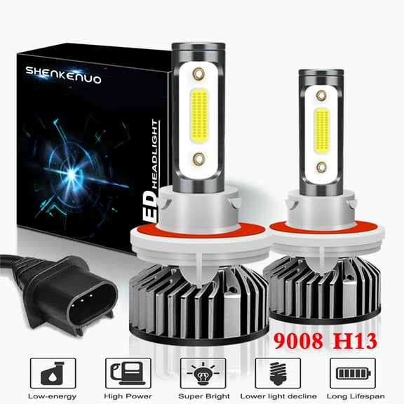 SHENKENUO H13 9008 LED Headlight Bulbs Amplified Flux Hi/Lo Beam, 120W 12000LM 6000K Xenon White