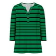 thumbnail image 3 of Womens Plus Size Fall Clothes, 3/4 Sleeve Shirts for Women Fashion Loose Fit Striped Printed Button Up Crewneck T-Shirts, 3 of 6
