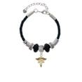 thumbnail image 2 of Delight Jewelry Goldtone Registered Nurse Caduceus Grandmother Celtic Knot Leather Bead Bracelet, 7"+2" Extender, 2 of 4