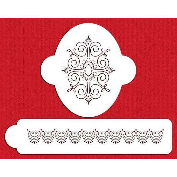 Designer Stencils C407 Victorian Oval Set Cake Stencils, Beige/semi-transparent