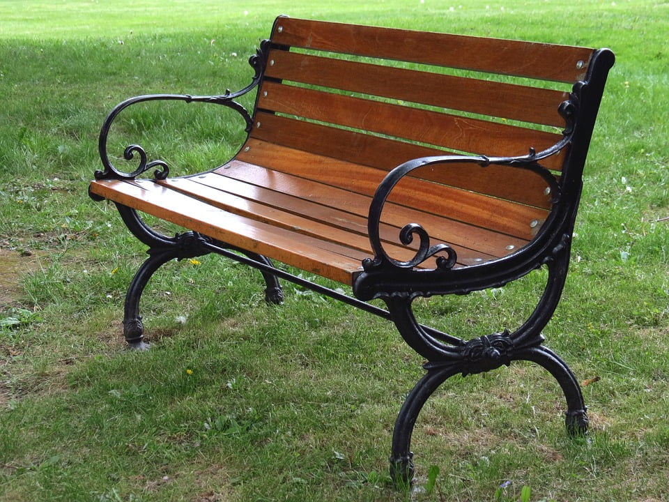 Framed Art for Your Wall Garden Park Park Bench Outdoors Empty Garden
