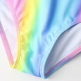 thumbnail image 5 of hengsof Toddler Girl's 3 Pieces Hawaiian Rainbow Print Bikini Swimsuit with Ruffle Trim Beach Skirt Round Neck Shoulder Strap Swimsuit Set, 5 of 6