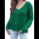 thumbnail image 1 of Suéteres de Otoño con Cuello Redondo de Crochet y Aberturas, Bonitos Suéteres de Invierno para Mujer, A Verde L, 1 of 9