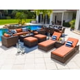 thumbnail image 1 of Tuscany 18-Piece Resin Wicker Outdoor Patio Furniture Combination Set with Sofa Lounge Set, Eight-seat Dining Set, and Chaise Lounge Set (Half-Round Brown Wicker, Sunbrella Canvas Tuscan), 1 of 3