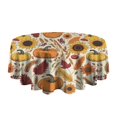 thumbnail image 5 of Fall Pumpkins Sunflowers Autumn Pattern Round Tablecloth 60" X 60",Wrinkle Wipeable Table Cloth for Kitchen Dining Room Picnic Patio Party, 5 of 6