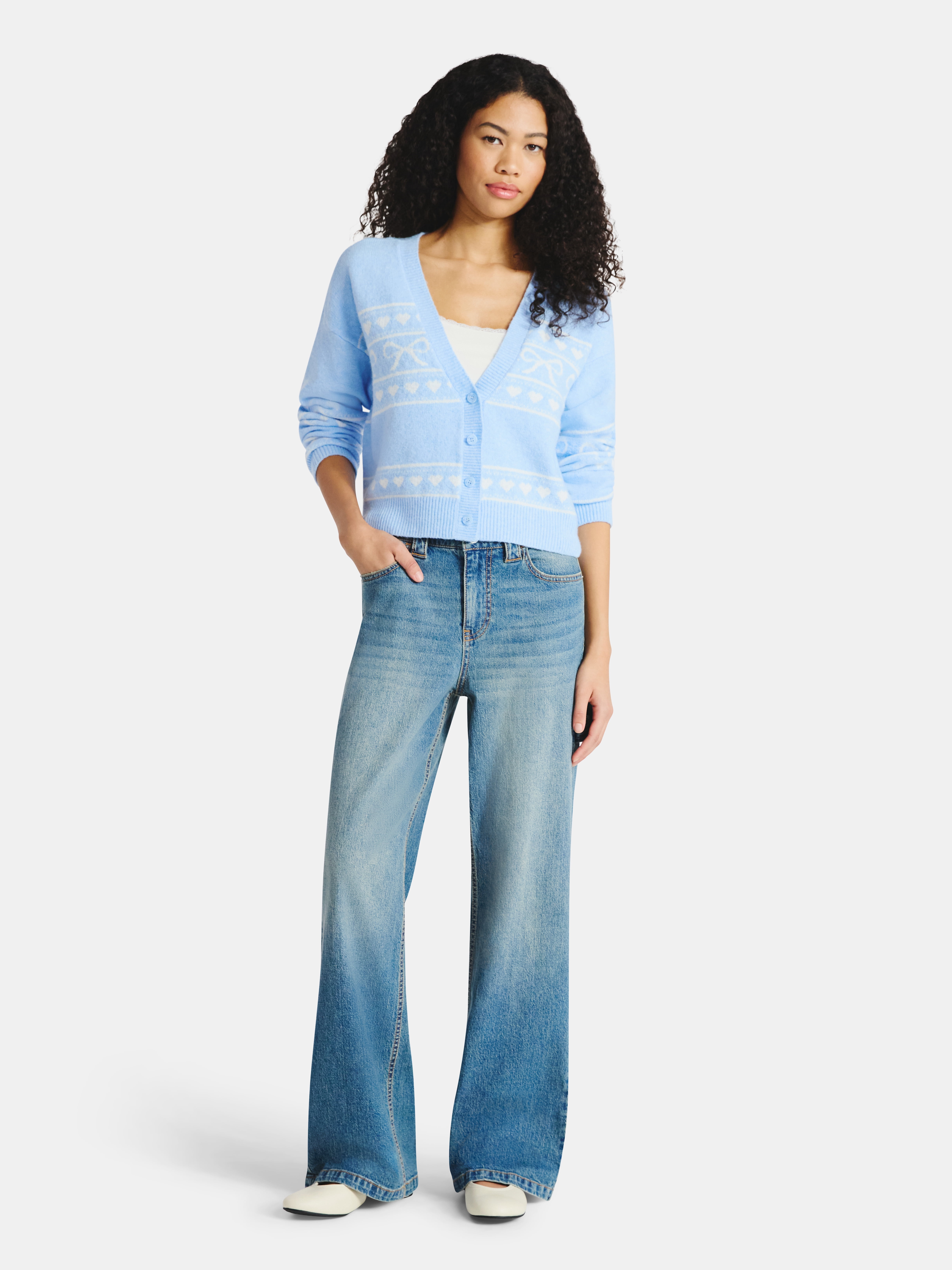 No Boundaries Button-Front Cardigan, Women's Sizes XXS-XXL