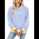thumbnail image 1 of Sudadera Holgada Informal de Larga con Cuello Redondo y Bloques de Colores A Rayas de Gran Tamaño para Mujer, Estilo Y2K Azul L, 1 of 10