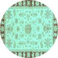 thumbnail image 1 of Ahgly Company Indoor Round Oriental Light Blue Traditional Area Rugs, 7' Round, 1 of 4