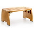 thumbnail image 1 of HLONK Bamboo Folding Step Stool  Non-Slip Leg Shaving Foot Rest Chair  Foldable One Step Stool for Home  Adults  Support up to 300lbs  Fully Assembled, 1 of 6