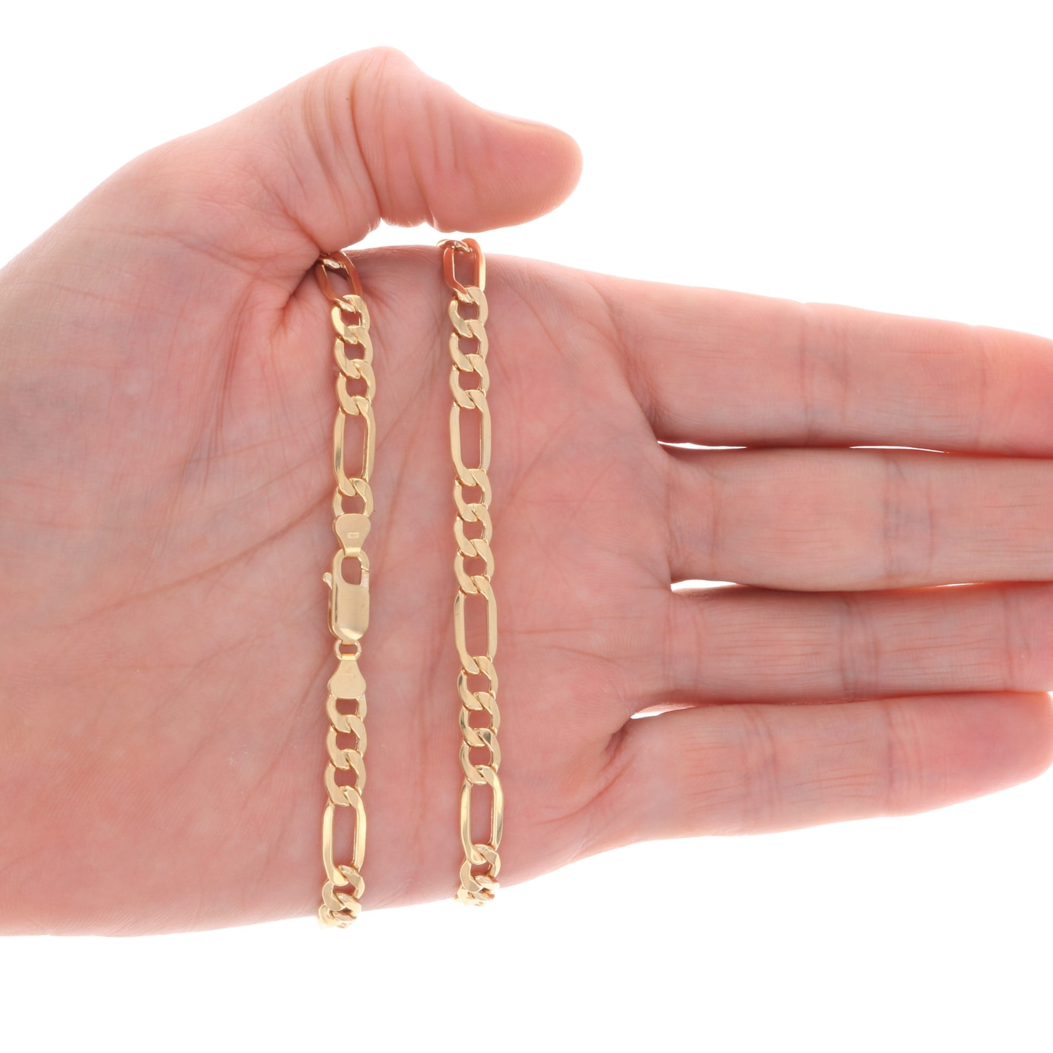 Nuragold 14k Real Yellow Gold Figaro Link 6.5mm Chain Bracelet (7"-9") Italian Jewelry for Men & Women