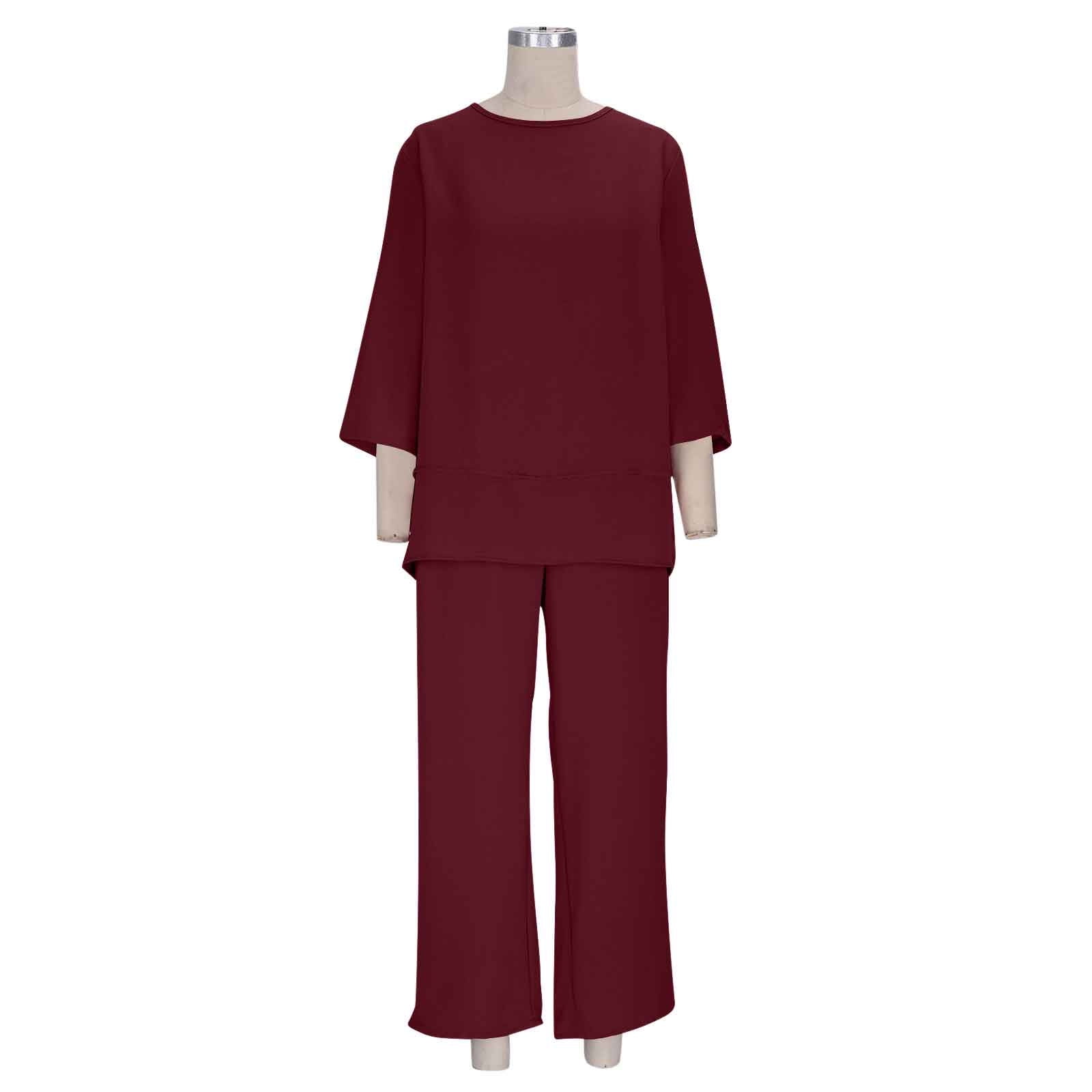 ZQUUVOU Women's Outfit Summer Loose Casual Solid Color 3/4 Sleeved