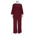 thumbnail image 7 of BXINGOHAI Women's Pajama Sets Short Sleeve Sleepwear Pj Loungewear Top and Capri Pants with Pockets Wine XL, 7 of 7