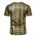 thumbnail image 5 of WREESH Men's Metallic Party Shirts Round Neck Solid Color Casual Fashion Pullover Short Sleeve Gold, 5 of 7