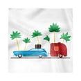 thumbnail image 1 of Happy Camper Decorative Napkins Set of 4, Colorful Travel Cartoon Tropical Palm Trees with Retro Vehicle and Suitcase, Silky Satin Fabric for Brunch Dinner Party, 18", Multicolor, by Ambesonne, 1 of 2