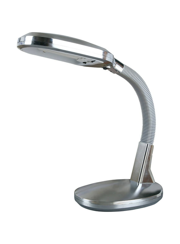 Lavish Home Natural Sunlight Desk Lamp, Adjustable Gooseneck for Home and Office Lamp, Silver