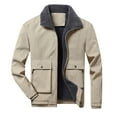 thumbnail image 3 of Men's Polar Fleece Warm Sherpa Lined Shirt Jacket for Men Thick Button Lapel Jacket Work Cargo Outerwear Coats with Pockets Up to 65% off Clear!Clearance!!!, 3 of 5