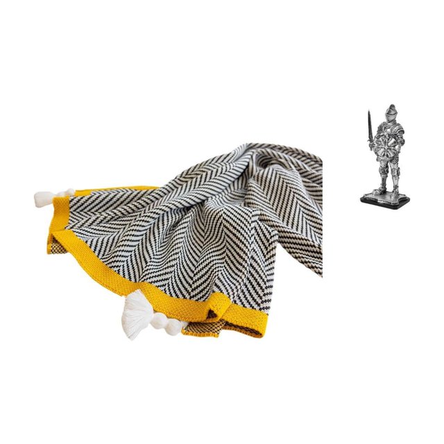 Manta De Punto A Rayas, Suave Y Cálida, Estilo Rústico, Para Dormitorio, Sofá, Cama, Silla, Estatua De Caballero, Escultura Vintage, Adorno Creativo De Mesa, Figura De Caballero Para