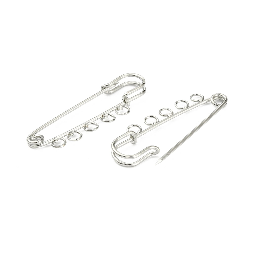 Iron Safety Brooch Findings Kilt Pins Platinum 50x16.5x4.5mm Hole: 3.5mm