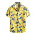 thumbnail image 1 of Camisas De Vestir Para Hombre Manga Corta Hombres Verano Hawaii Tops tamaño Solapa Impreso Turndown Suelto Casual Camisa de manga corta Blusa (Yellow, XXL), 1 of 5