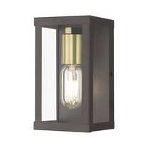 28031-07 Livex Lighting Gaffney - 1 Light Outdoor ADA Small Wall Lantern In Contemporary Style-8 Inches Tall and 4.5 Inches Wide-Bronze/Antique Gold