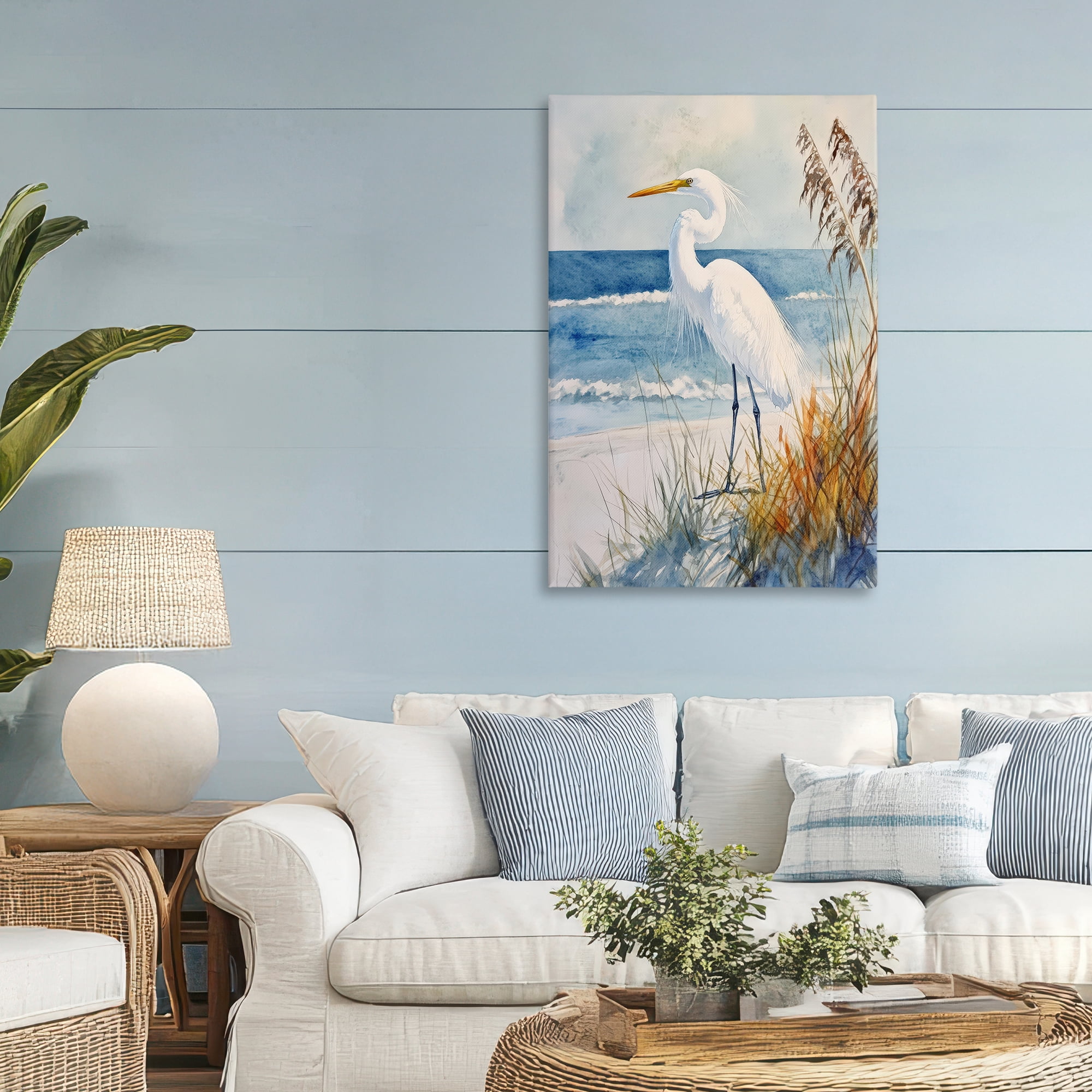 Stupell Industries Egret By The Waves Canvas Wall Art, design by Petal Prints Design