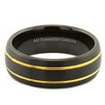 thumbnail image 2 of Metals Jewelry Men's / Women's Adult Tungsten Carbide 8mm Wedding Band Black Plated 2 Gold Stripes Ring, 2 of 5