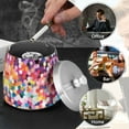 thumbnail image 4 of Yayeee Ashtray with Lid for Cigarette Smokeless Stainless Steel Home Ash Holder, Black Colorful Circles, 4 of 7