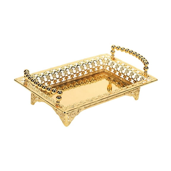 deevoka Serving Tray Vanity Tray Elegant Serving Platter for Kitchen Bathroom Office Gold