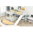 thumbnail image 4 of Leadzm Twin over Full Bunk Bed with Twin Size Loft Bed with Desk and Slide,Full-Length Guardrail, White, 4 of 9