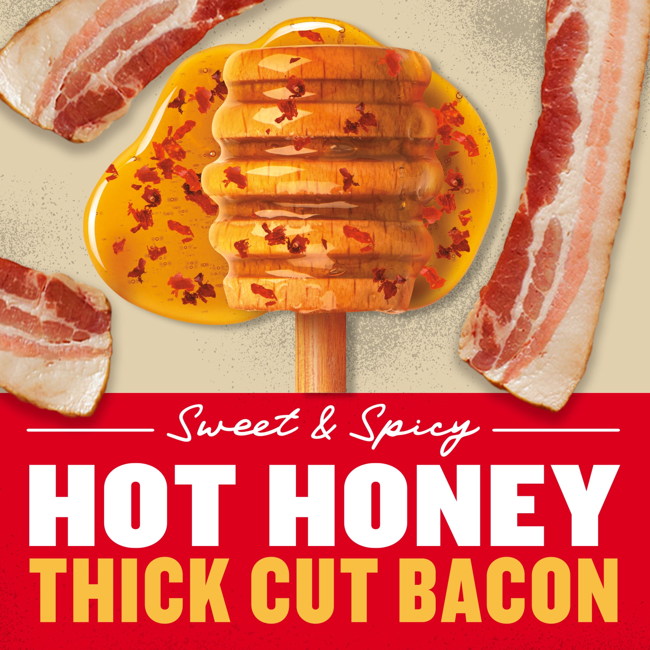 Wright Brand Limited Edition Hot Honey Flavored Real Wood Smoked Thick Cut Refrigerated Bacon, 1.5 lb
