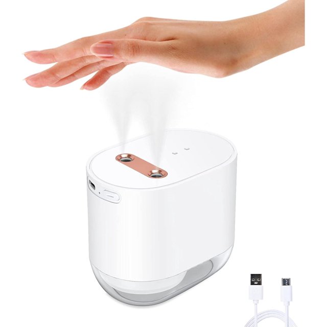 Double Hole Automatic Alcohol Dispenser, 100ml Touchless Hand Dispenser USB Rechargeable, Motion Sensor Nano Mist Sprayer, Portable Sterilizer for Ho