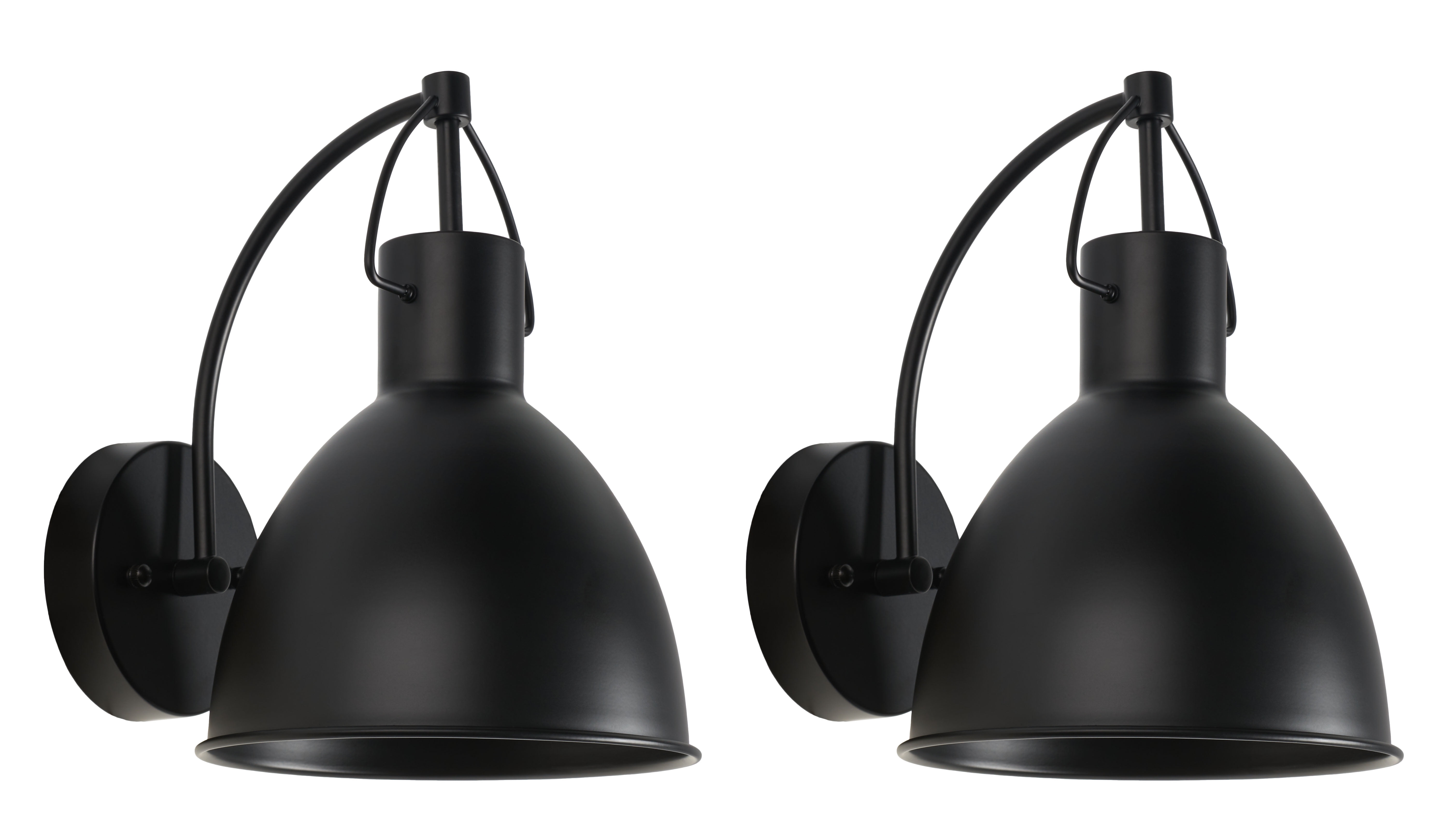 SAFAVIEH Priestly 2-Light A19 Black Steel Wall Sconce with Black Shade, Set of 2