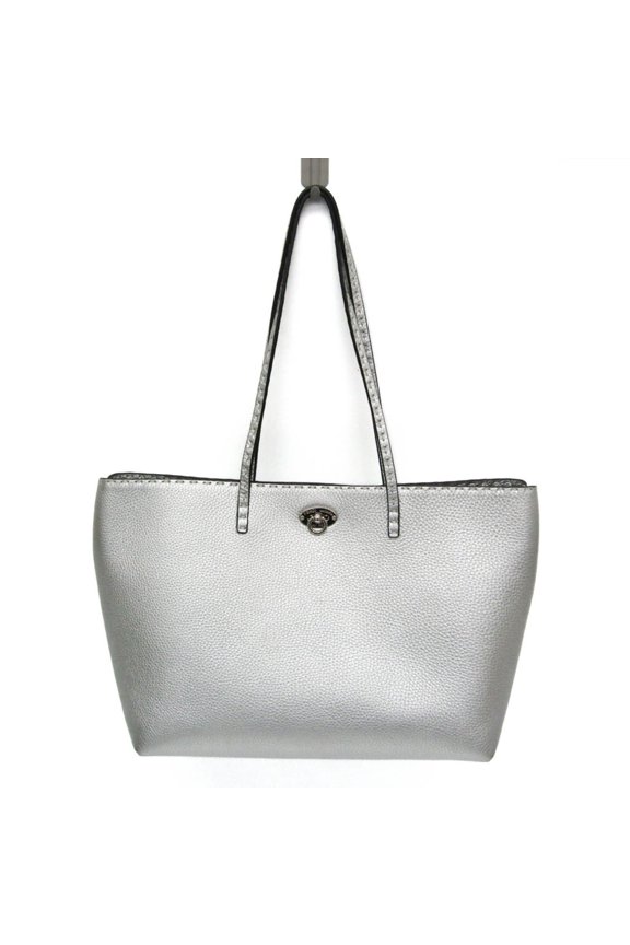 Pre-Owned Fendi Selleria Carla 8BH257 Women's Leather Tote Bag Silver (Good)