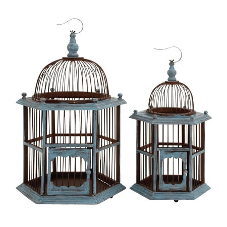 The Rustic Set Of 2 Wood Birdcage