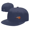 thumbnail image 4 of DouZhe Flat Brim Cap Snapback Hat, Basketball Ball Logo Prints Adjustable Blue Adult Baseball Cap, 4 of 6