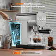 thumbnail image 6 of Coffee Maker, 20 Bar Espresso Machine with Milk Frother & Cold Brew,Compact Coffee Latte Machine for Home, 1250W, Steel Design, 6 of 6